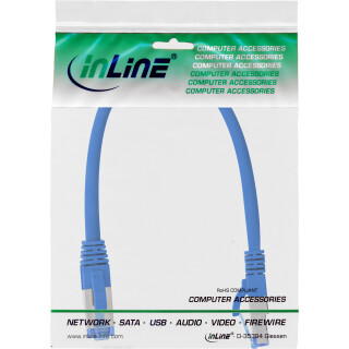 InLine® Patchkabel, S/FTP (PiMf), Cat.6A, 500MHz, halogenfrei, Kupfer, blau, 0,3m