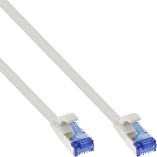 InLine® Flat patch cable, U/FTP, Cat.6A, TPE halogen free, white, 7,5m