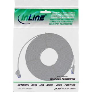 InLine® Patchkabel flach, U/FTP, Cat.6A, TPE halogenfrei, grau, 20m