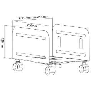 InLine® PC-Trolley, Rollhilfe für Computergehäuse, max 10kg, schwarz