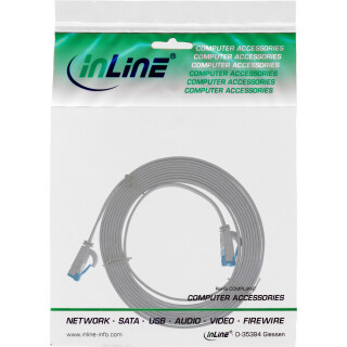 InLine® Patchkabel flach, U/FTP, Cat.6A, TPE halogenfrei, grau, 1m