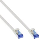 InLine® Flat patch cable, U/FTP, Cat.6A, TPE halogen free, white, 0,3m