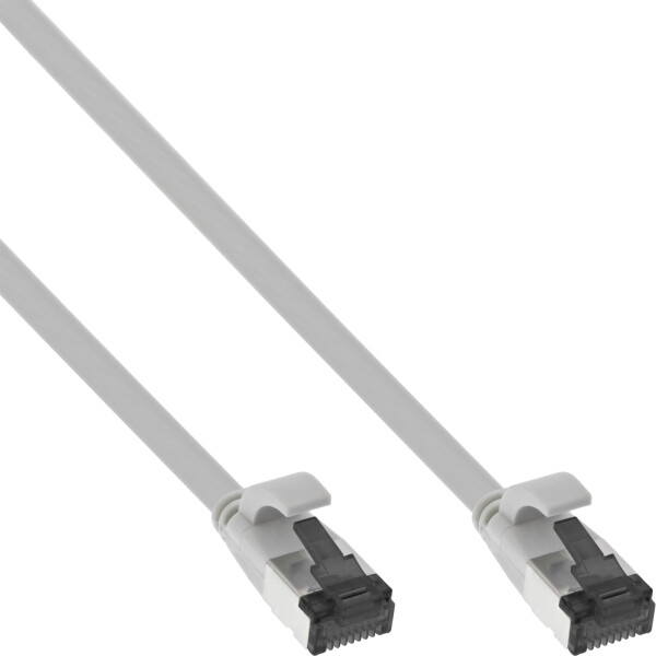 InLine® Flat patch cable, U/FTP, Cat.8.1, TPE halogen free, grey, 2m