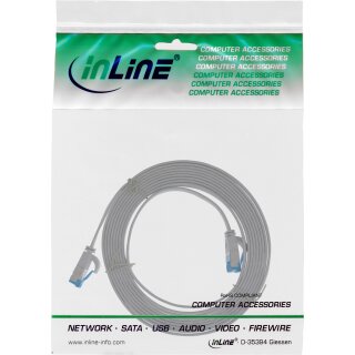 InLine® Patchkabel flach, U/FTP, Cat.6A, TPE halogenfrei, grau, 2m
