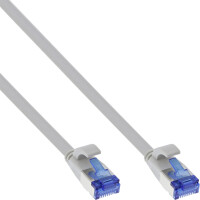InLine® Flat patch cable, U/FTP, Cat.6A, TPE halogen free, grey, 0,25m