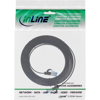 InLine® Patchkabel flach, U/FTP, Cat.6A, TPE halogenfrei, schwarz, 3m