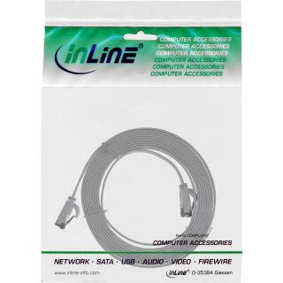 InLine® Patchkabel flach, U/FTP, Cat.8.1, TPE halogenfrei, grau, 1,5m