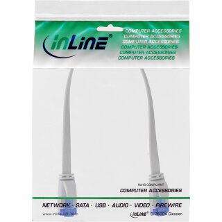 InLine® Patchkabel flach, U/FTP, Cat.6A, TPE halogenfrei, weiß, 0,25m