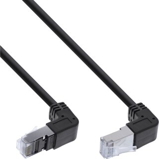 InLine® Patch cable up/down angled, S/FTP (PiMf), Cat.6, 250MHz, PVC, copper, black, 2.36m