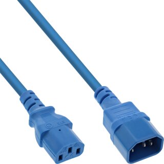 InLine® Power cable extension, C13 to C14, blue, 0.5m