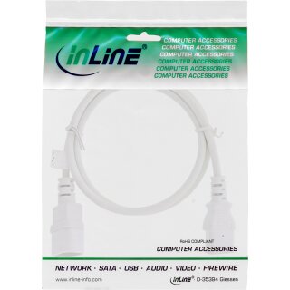 InLine® Kaltgeräteverlängerung, C13 auf C14, weiß, 1,5m