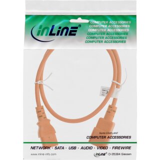 InLine® Kaltgeräteverlängerung, C13 auf C14, orange, 1m