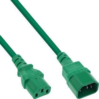 InLine Power cable extension, C13 to C14, green, 0.5m