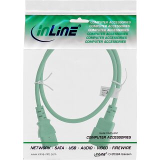 InLine Power cable extension, C13 to C14, green, 0.5m