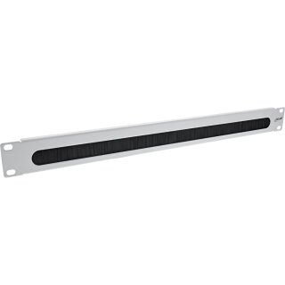 InLine® 19" cable entry plate with brush, 1U, RAL 7035 grey