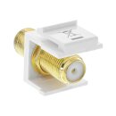 Keystone installation adapter, connection coupling for satellite cable, 2x F-sockets, white