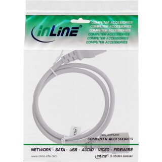 InLine® Kaltgeräteverlängerung, C13 auf C14, grau, 1,5m