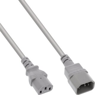 InLine Power cable extension, C13 to C14, grey, 1.5m
