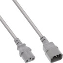 InLine® Power cable extension, C13 to C14, grey, 1.5m