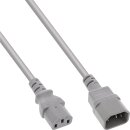 InLine® Power cable extension, C13 to C14, grey, 0.75m