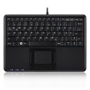 Perixx PERIBOARD-510 H PLUS DE, mini USB keyboard, touchpad, hub, black