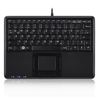 Perixx PERIBOARD-510 H PLUS DE, mini USB keyboard, touchpad, hub, black