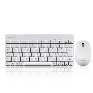 Perixx PERIDUO-712 DE W, mini keyboard and mouse set, cordless, white