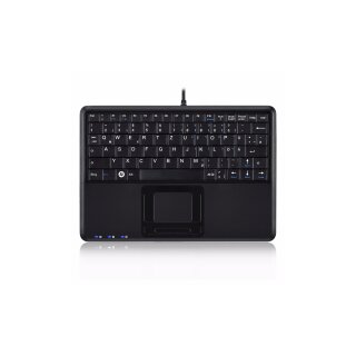 Perixx PERIBOARD-510 H PLUS FR, Mini USB-Tastatur, Touchpad, Hub, schwarz
