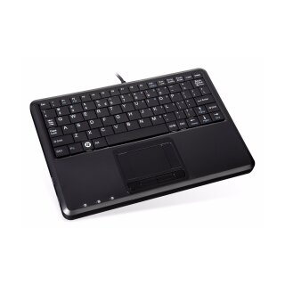 Perixx PERIBOARD-510 H PLUS UK, Mini USB-Tastatur, Touchpad, Hub, schwarz
