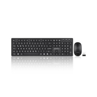Perixx PERIDUO-717 DE, keyboard and mouse set, large letters, cordless, black