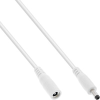 InLine® DC extension cable, DC plug male/female 4.0x1.7mm, white, 2m