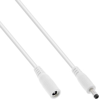 InLine® DC extension cable, DC plug male/female 4.0x1.7mm, white, 5m