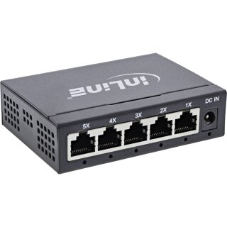 InLine® Gigabit Netzwerk Switch 5-Port, 1GBit/s, Desktop, Metallgehäuse, lüfterlos