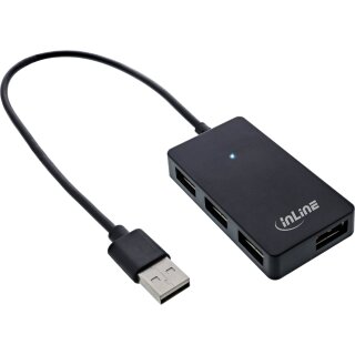 InLine® USB 2.0 4-Port Hub, Type-A male to 4x Type-A female, black, 30cm