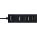 InLine® USB 2.0 4-Port Hub, Type-A male to 4x Type-A female, black, 30cm, slim design