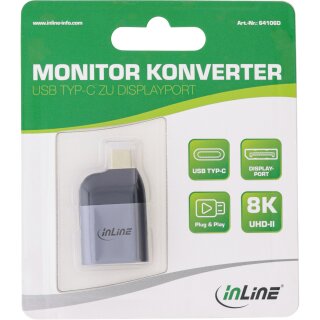 InLine USB Display Konverter, USB-C Stecker zu DisplayPort Buchse (DP Alt Mode), 8K@60Hz