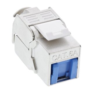 InLine RJ45 Keystone Jack Snap-In module Cat.6a, with dust cover blue