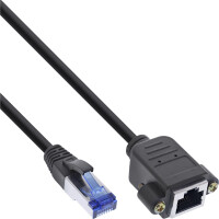 InLine® Patch cable built-in extension, S/FTP (PiMf), Cat.6A, halogen-free, copper, black, 7.5m