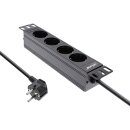 InLine® 10" PDU, 4-port protective socket, without switch, 2m, black