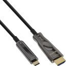 InLine® USB Display AOC Cable, USB Type-C male to HDMI male (DP Alt Mode), 50m