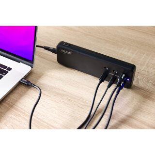 InLine® Multiport Netzteil, 120W Ladegerät, 6x USB-C, PD 3.0, GaN, schwarz