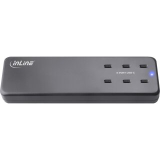 InLine® Multiport Netzteil, 120W Ladegerät, 6x USB Typ-C, PD 3.0, GaN, schwarz