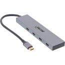 InLine® USB 3.2 Gen.2 Hub, USB Type-C to 4 Port Type-C (1 Port power through up to 100W), OTG, aluminum housing, gray, without power supply unit