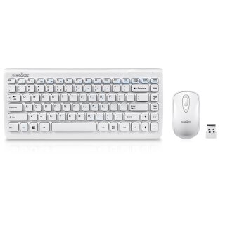 Perixx PERIDUO-707 PLUS US W, mini keyboard and mouse set, cordless, white