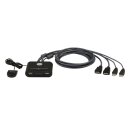 ATEN CS22HF 2-Port USB HDMI Cable KVM Switch with Remote, FHD