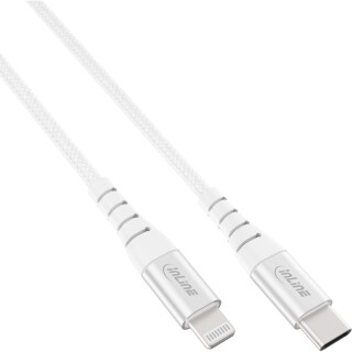 InLine® USB-C Lightning cable, for iPad, iPhone, iPod, silver/aluminium, 2m MFi-Certified