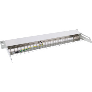 InLine® Blank Patch Panel with pull-out 19" 24 Port 1U light grey RAL7035