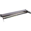 InLine® Blank Patch Panel with pull-out 19" 24 Port 1U black RAL9005