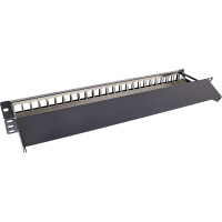 InLine® Blank Patch Panel with pull-out 19" 24 Port 1U black RAL9005