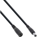InLine® DC extension cable, DC plug male/female 5.5x2.1mm, AWG 18, black, 0,5m